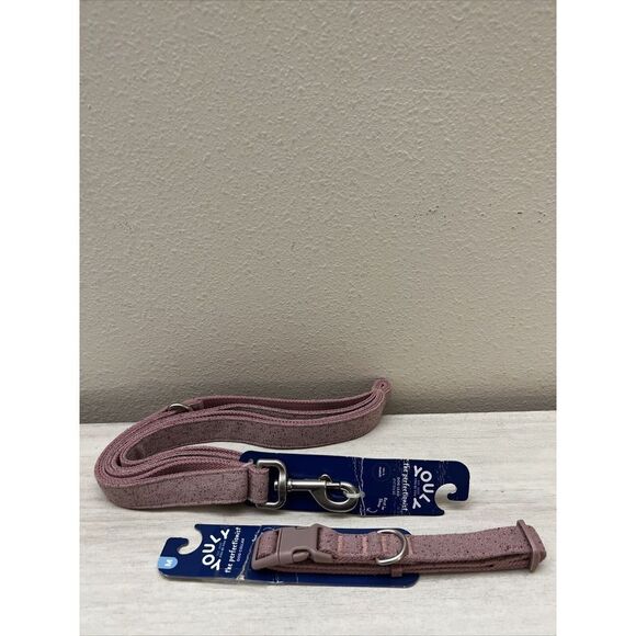 Youly Pink Speckled Dog Collar (M) with Matching Leash (6ft) Set $45 NWT - Picture 1 of 9
